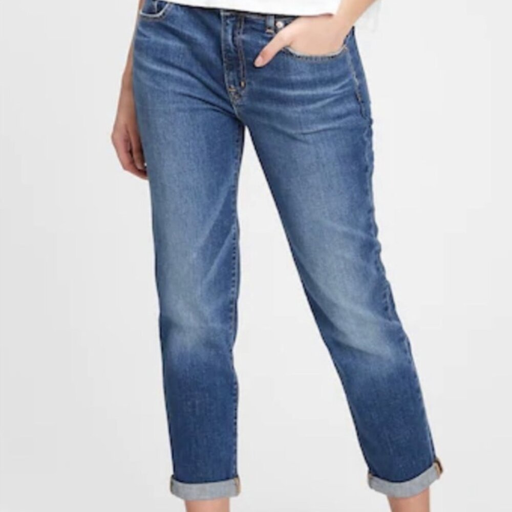 GAP Factory Girlfriend Jeans Mid Rise Dark Indigo Wash Size 8/29 Regular NEW NWT